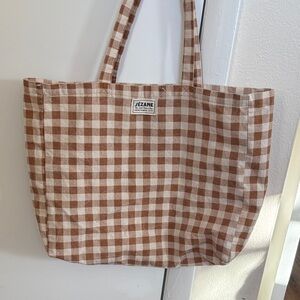 Sezane Printemps Gingham Tote Bag